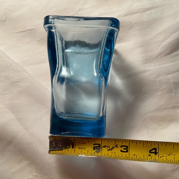 Blue Glass Vase and Trinket Soap Dish SET  lot blue art glass vintage - Picture 9 of 12